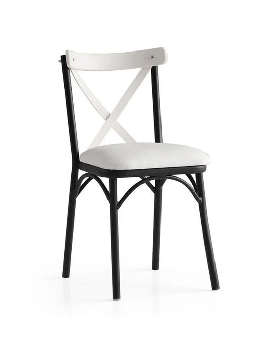 Thonet Metal Ayaklı Ahşap Çapraz Sırtlı Sandalye