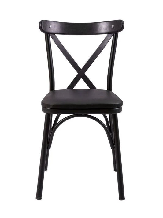 Thonet Metal Ayaklı Ahşap Çapraz Sırtlı Sandalye