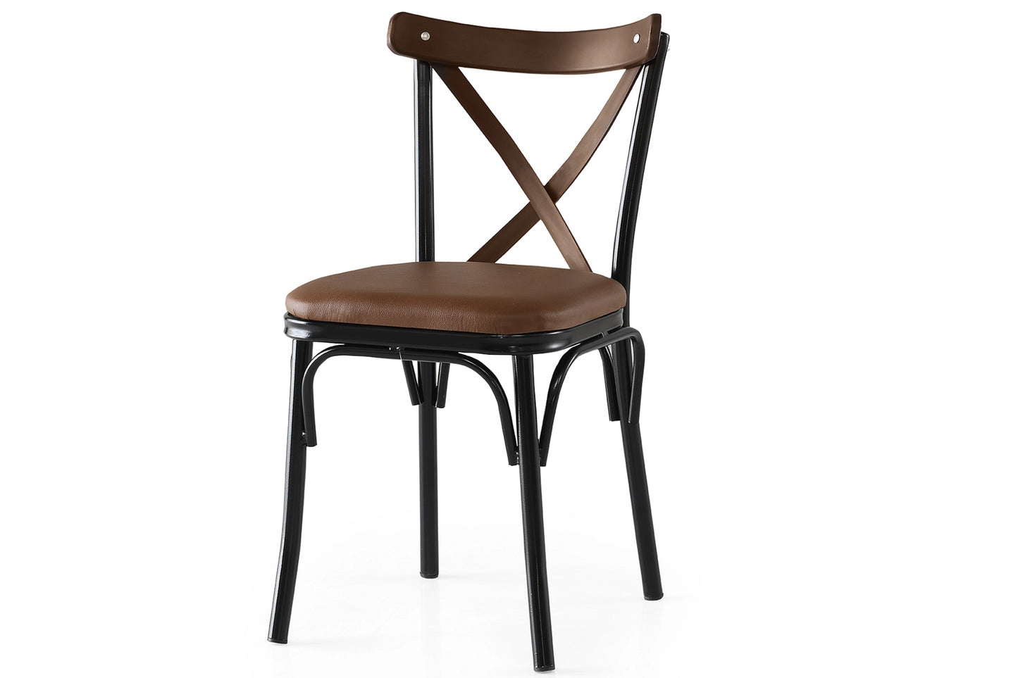 Thonet Metal Ayaklı Ahşap Çapraz Sırtlı Sandalye