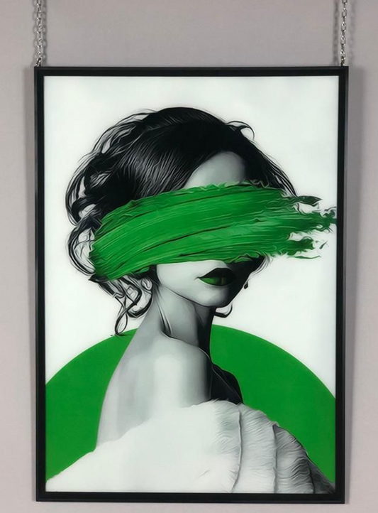 Cam Paspartulu Soyut Renkli Kadın Portresi - Modern Çerçeveli Duvar Dekorasyonu | Estela Design