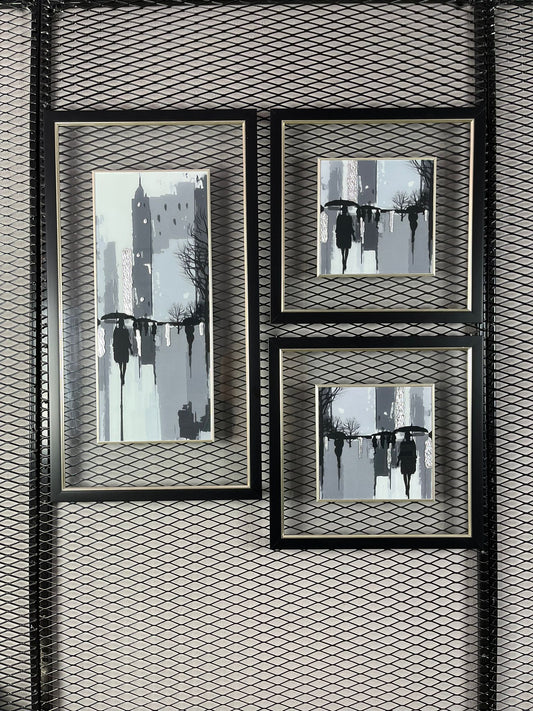 Cam Paspartulu 3'lü Tablo Seti - El Yapımı Rölyef Dokulu Duvar Dekorasyonu | Estela Design