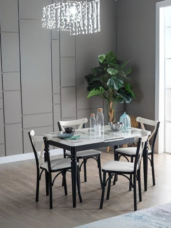 Thonet Metal Ayaklı Ahşap  Çapraz Sırtlı Sandalye