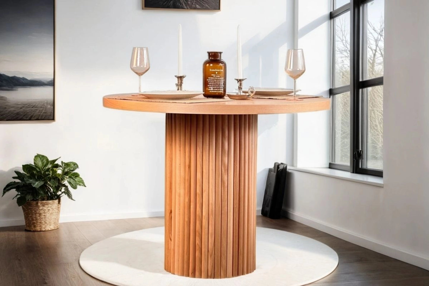 Estela Yuvarlak Ahşap Bohem Masa 100x100