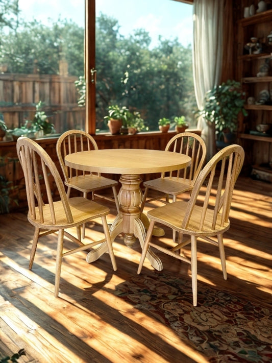 Ocaliptus Baba Ayak Masa Takımı 100x100 - Ahşap Yemek Masası | Estela Design