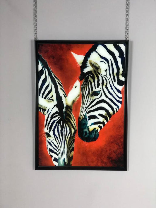 Cam Paspartulu Soyut Zebra Portre Tablo
