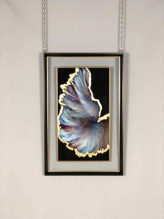 Cam Paspartulu Varaklı Kanat Kelebek Tablo 55x85 - El Yapımı Rölyef Dokulu İkili Set | Estela Design