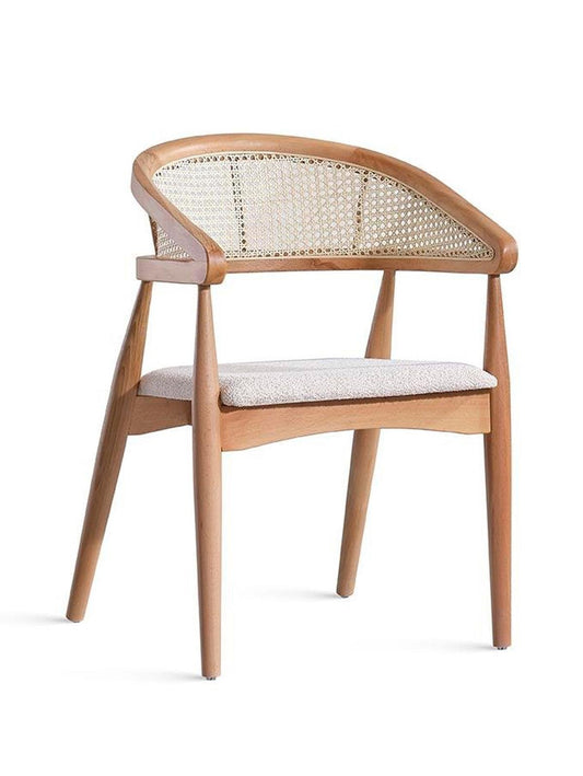 Gazel Hazeranlı Ahşap Bohem Sandalye - Naturel Hasır Sandalye | Estela Design