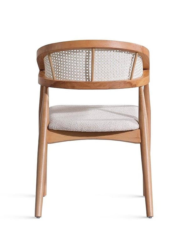 Gazel Hazeranlı Ahşap Bohem Sandalye - Naturel Hasır Sandalye | Estela Design