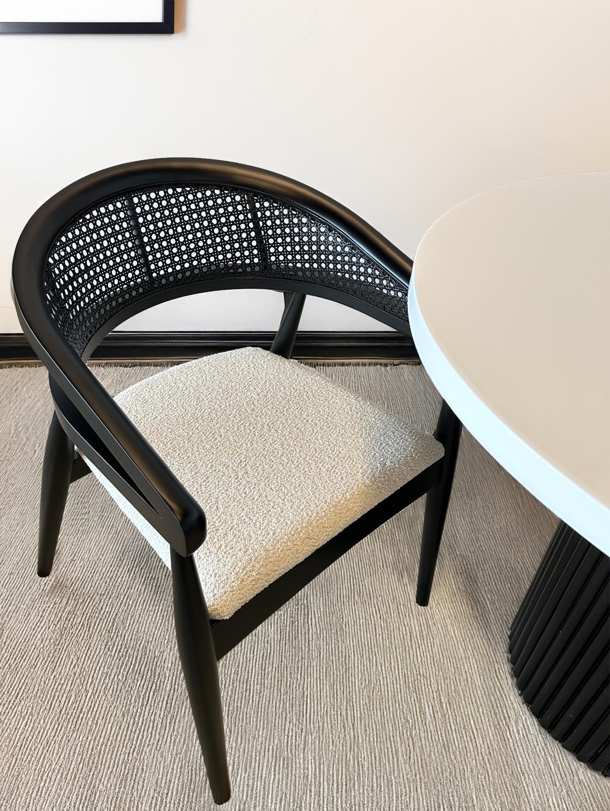 Gazel Hazeranlı Ahşap Bohem Sandalye - Doğal Hasır Sandalye | Estela Design