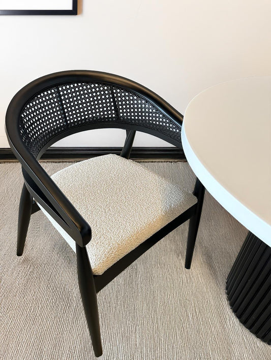 Gazel Hazeranlı Ahşap Bohem Sandalye - Doğal Hasır Sandalye | Estela Design