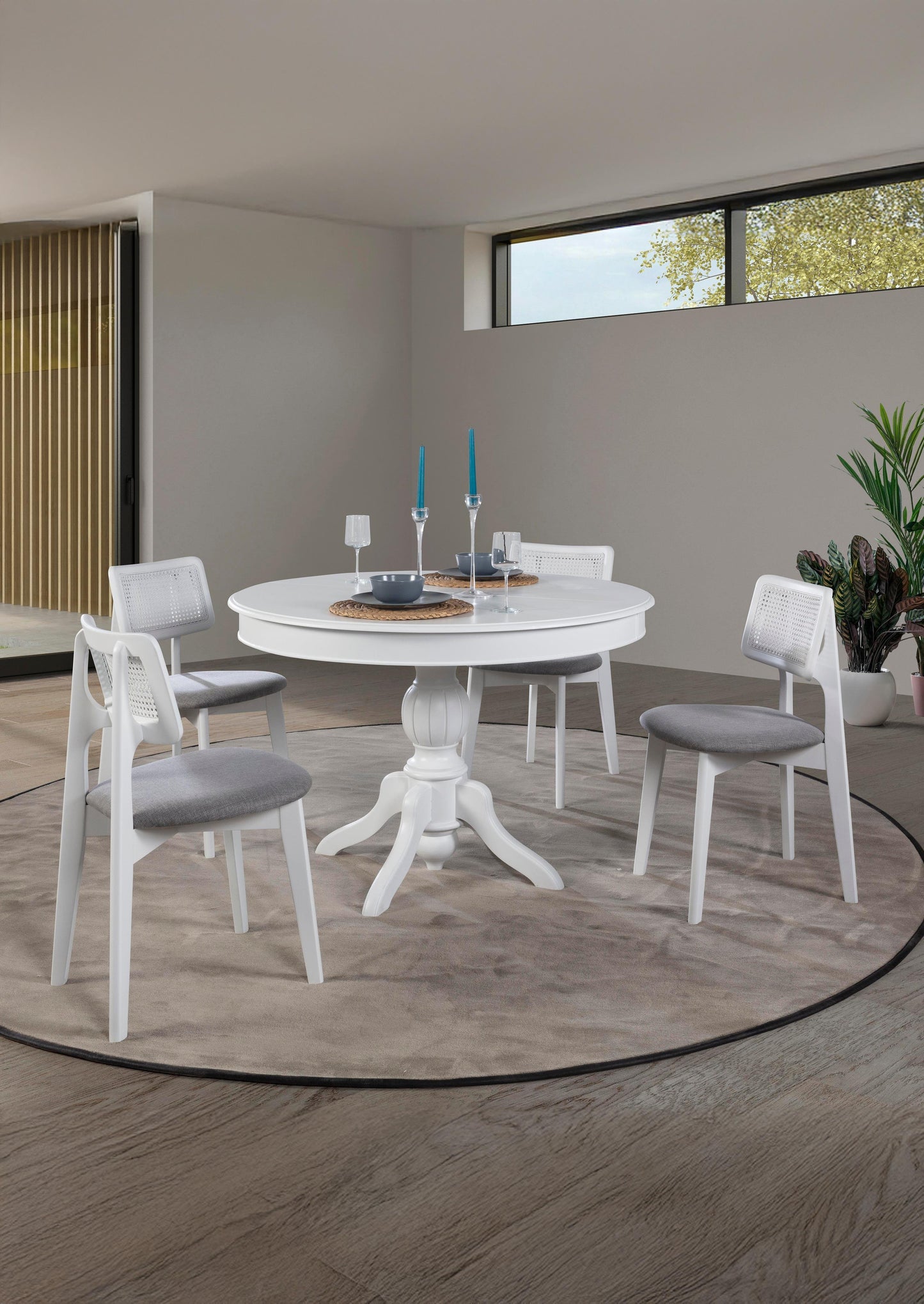 Ocaliptus Açılabilir Ahşap Yemek Mutfak Masası Takımı