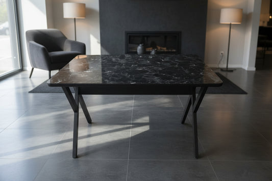 Glossmax Parlak Mermer Desenli Sabit Masa 80x120