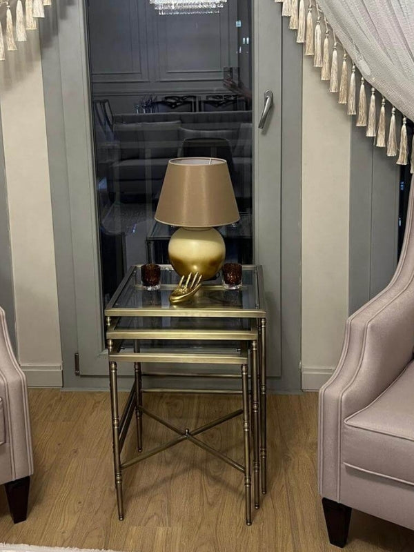 Torna Detaylı 3lü Kare X Zigon Sehpa - Modern Salon Sehpası | Estela Design