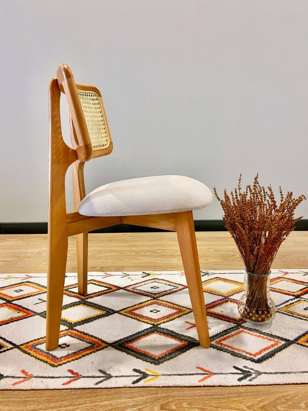 Zion Hazeranlı Orijinal Hasır Sandalye - Masif Ahşap Sandalye | Estela Design