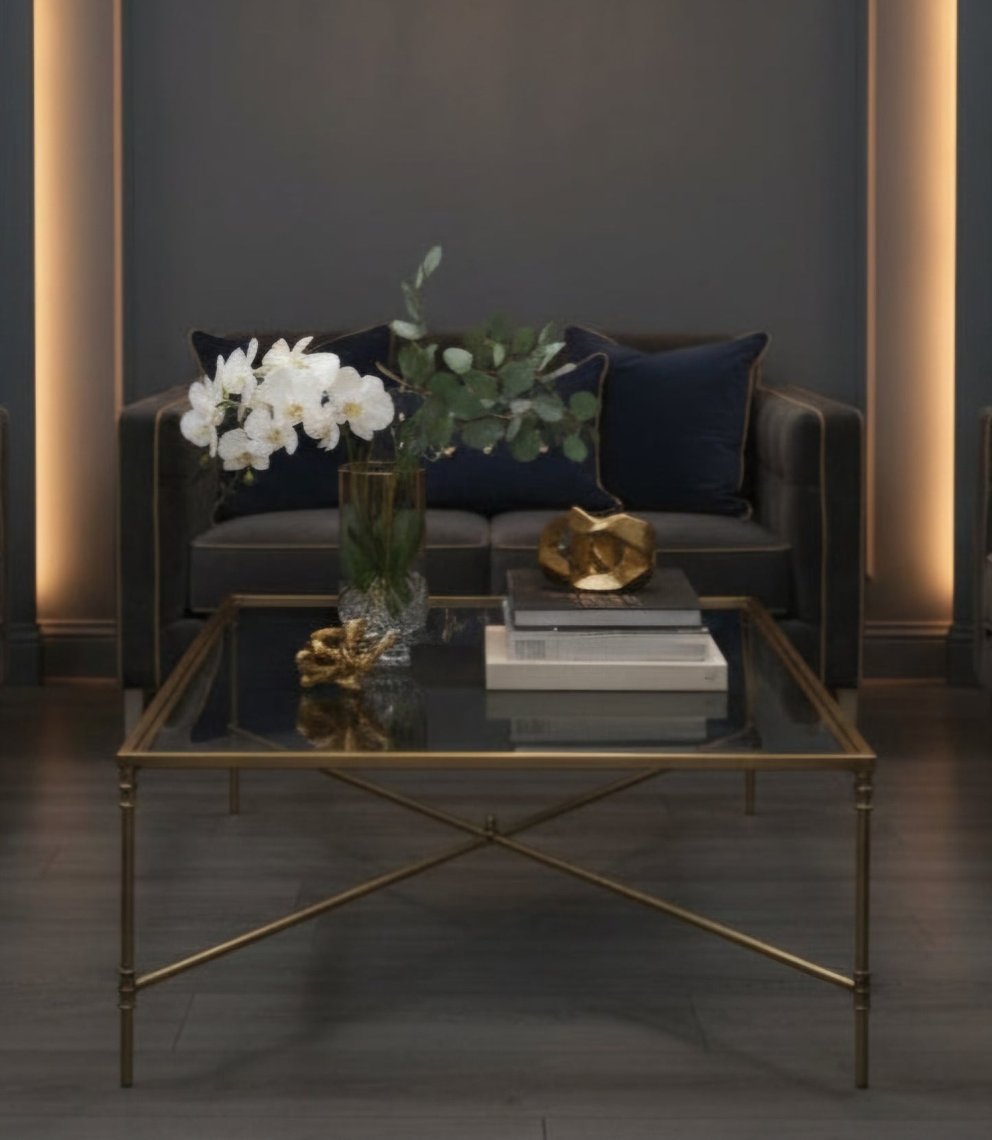 Torna Detaylı X Orta Sehpa/80×120 Gold Kaplama