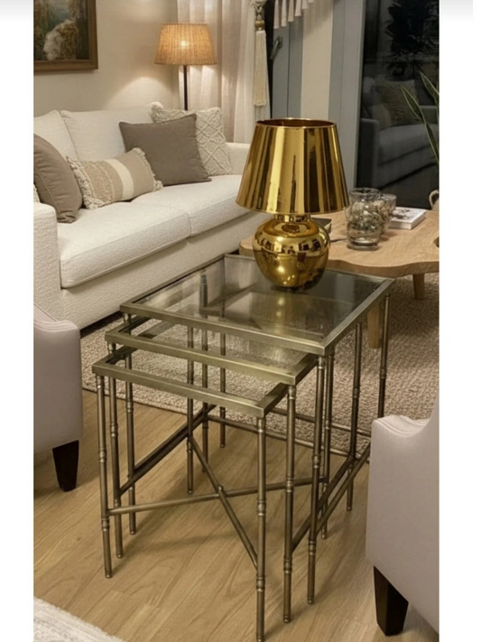 Torna Detaylı 3lü Kare X Zigon Sehpa - Modern Salon Sehpası | Estela Design