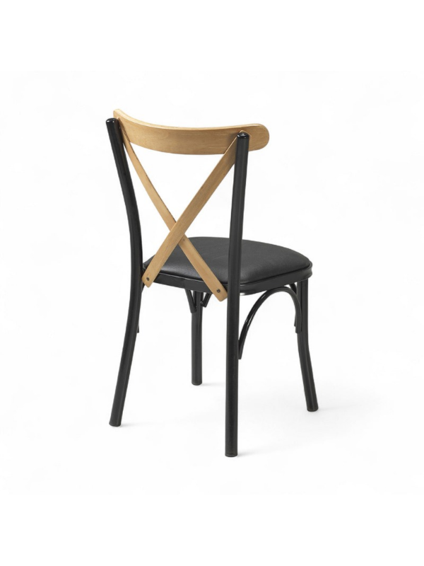 Thonet Metal Ayaklı Ahşap  Çapraz Sırtlı Sandalye